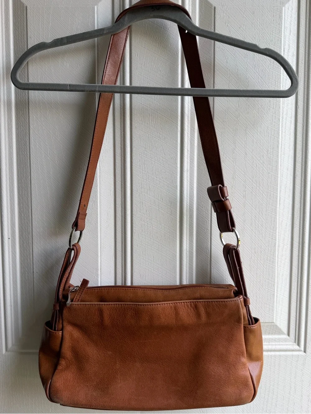 Madison Studio Genuine Leather Cognac Brown Y2K Crossbody Shoulder Bag